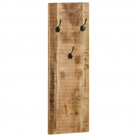 Cuier haine de perete, 2 buc., lemn masiv de mango 36x110x3 cm - Img 2