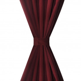 Draperie micro-satin cu bride 140 x 225 cm, bordo, 2 buc - Img 3
