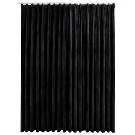 Draperie opacă cu cârlige, negru, 290 x 245 cm, catifea - Img 1
