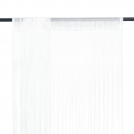 Draperii cu franjuri, 2 buc., 140 x 250 cm, alb