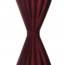 Draperii micro-satin cu bride, 140 x 245 cm, bordo, 2 buc. - Img 3