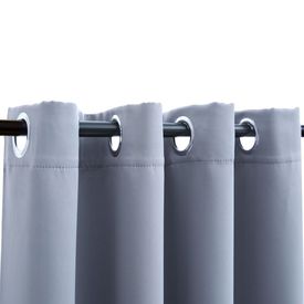Draperii opace cu inele metalice, 2 buc., gri, 140 x 225 cm - Img 3