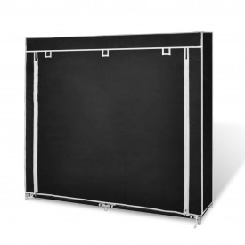 Dulap pantofi cu husă din material textil 115 x 28 x 110 cm, Negru - Img 4