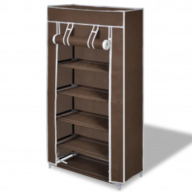 Dulap pantofi cu husă din material textil, 58 x 28 x 106 cm, Maro