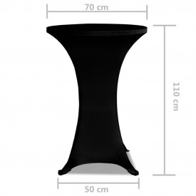 Faţă de masă pentru mese înalte Ø 70 cm Negru Elasticizată 2 buc - Img 5