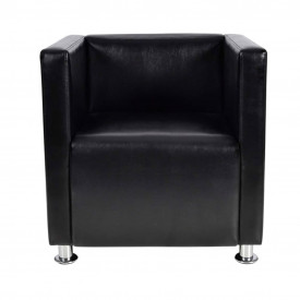 Fotoliu model cub, piele artificială, negru - Img 2