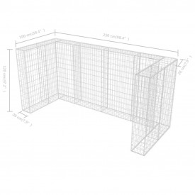 Gabion triplu înconjurător pubelă, oțel, 250 x 100 x 120 cm - Img 9