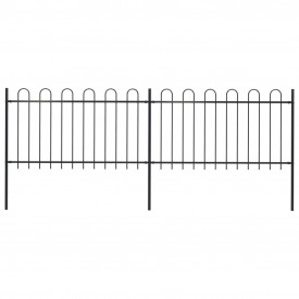 Gard de grădină cu vârf curbat, negru, 3,4 x 1 m, oțel