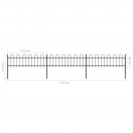 Gard de grădină cu vârf curbat, negru, 5,1 x 0,6 m, oțel - Img 5