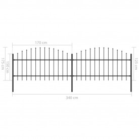 Gard de grădină cu vârf suliță, negru, (1-1,25) x 3,4 m oțel - Img 5