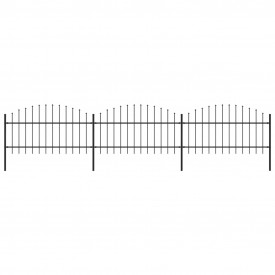 Gard de grădină cu vârf suliță, negru, (1-1,25) x 5,1 m, oțel