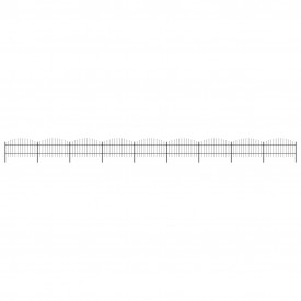 Gard de grădină cu vârf suliță, negru, (1-1,25)x15,3 m oțel
