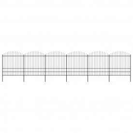 Gard de grădină cu vârf suliță, negru, (1,75-2) x 10,2 m oțel