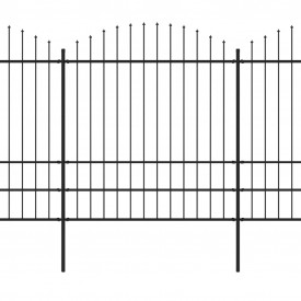 Gard de grădină cu vârf suliță, negru, (1,75-2) x 6,8 m oțel - Img 2