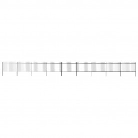 Gard de grădină cu vârf suliță, negru, 15,3 x 1,2 m, oțel