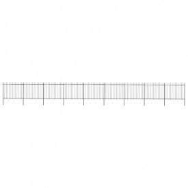 Gard de grădină cu vârf suliță, negru, 15,3 x 1,5 m, oțel
