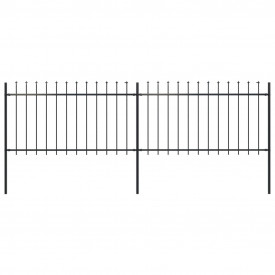 Gard de grădină cu vârf suliță, negru, 3,4 x 1 m, oțel