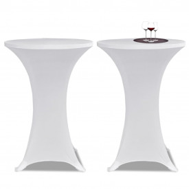Husă de masă cu picior Ø60 cm, 4 buc., alb, elastic - Img 2