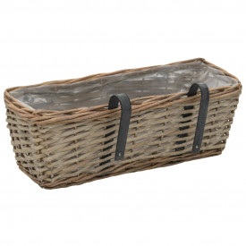 Jardinieră de balcon, 2 buc., 40 cm, răchită căptușeală PE - Img 4