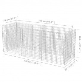 Jardinieră gabion din oțel, 270 x 90 x 100 cm - Img 6