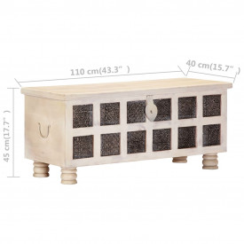 Ladă de depozitare, alb, 110x40x45 cm, lemn masiv de acacia - Img 9
