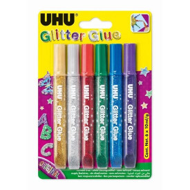 Lipici decorativ cu sclipici UHU Glitter Glue, Original, 6x10ml - Img 2