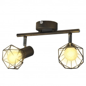 Lustră cadru sârmă stil industrial 2 becuri LED cu filament, negru