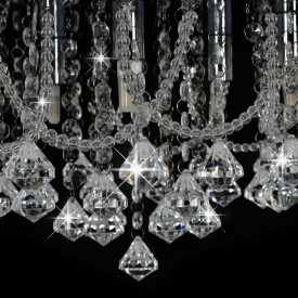 Lustră cu mărgele de cristal, argintiu, rotund, 4 becuri x G9 - Img 6