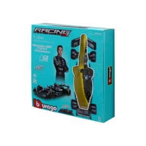 Macheta Bburago 1:24 Kit Model Formula-Cu Casca & Suport Din Plastic Mercedes Amg Petronas Team W14 Performance #63 George Russel Bb28503 - Img 2