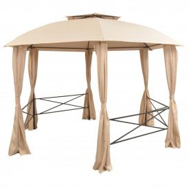 Marchiză pavilion de grădină, perdele, hexagonal, 360x265 cm - Img 2