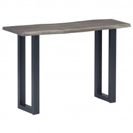 Masă consolă, gri, 115x35x76 cm, lemn masiv de acacia și fier - Img 10