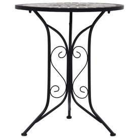 Masă de bistro mozaic, gri, 61 cm, ceramică