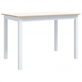 Masă de bucătărie alb și maro 114x71x75 cm lemn masiv de hevea - Img 2