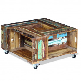 Masă de cafea din lemn solid reciclat, 70 x 70 x 35 cm