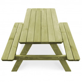 Masă de picnic de exterior cu bănci, lemn de pin tratat FSC - Img 2
