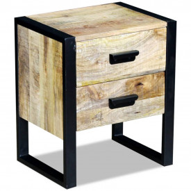Masă laterală cu 2 sertare din lemn solid de mango, 43x33x51 cm - Img 4