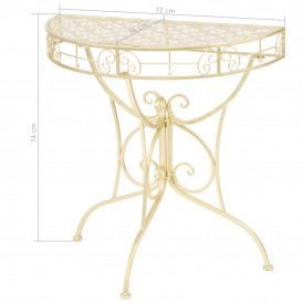 Masă laterală stil vintage semirotundă metal 72x36x74 cm auriu - Img 6