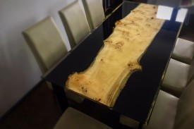 Măsă lemn masiv și rășină epoxidica, 180 x 90 x 80 - Img 3