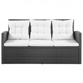 Mobilier de exterior cu 5 piese, negru și alb crem, poliratan - Img 3