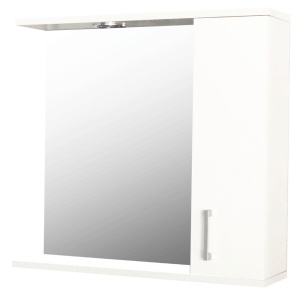 Oglinda baie cu dulap GN0001, dreptunghiulara, PAL Lucios, iluminare led, 3 rafturi, 70 cm, alb