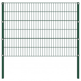 Panou gard cu stâlpi, verde, 1,7 x 1,2 m, fier