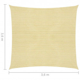 Pânză parasolar din HDPE pătrată, 3,6 x 3,6 m, bej - Img 6