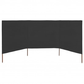 Paravan anti-vânt din 3 panouri, antracit, 400x120 cm, textil - Img 2
