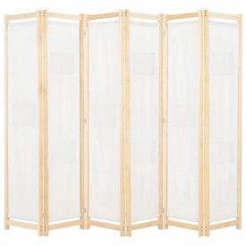 Paravan cameră, 6 panouri, crem, 240x170 x4 cm, material textil