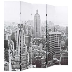 Paravan cameră pliabil, 200x170 cm, New York pe zi, alb/negru - Img 2