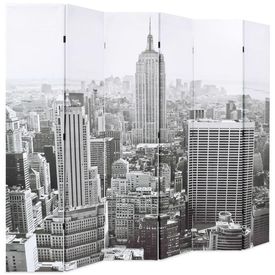 Paravan cameră pliabil, 228 x 170 cm, New York pe zi, alb/negru - Img 2