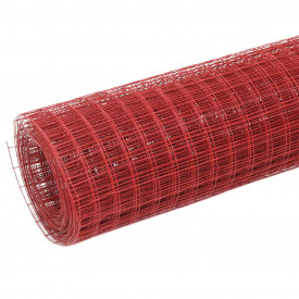 Plasă de sârmă, roșu, 10 x 1,5 m, oțel cu înveliș PVC, pătrat - Img 2