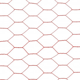 Plasă de sârmă, roșu, 25x1 m, oțel cu înveliș PVC, hexagonal - Img 4