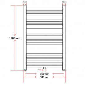 Radiator pentru baie, curbat 600 x 1160 mm, conector lateral și median - Img 9