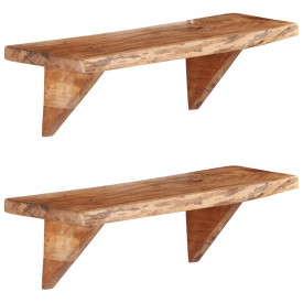Rafturi de perete, 2 buc., 60x20x16 cm, lemn masiv de acacia